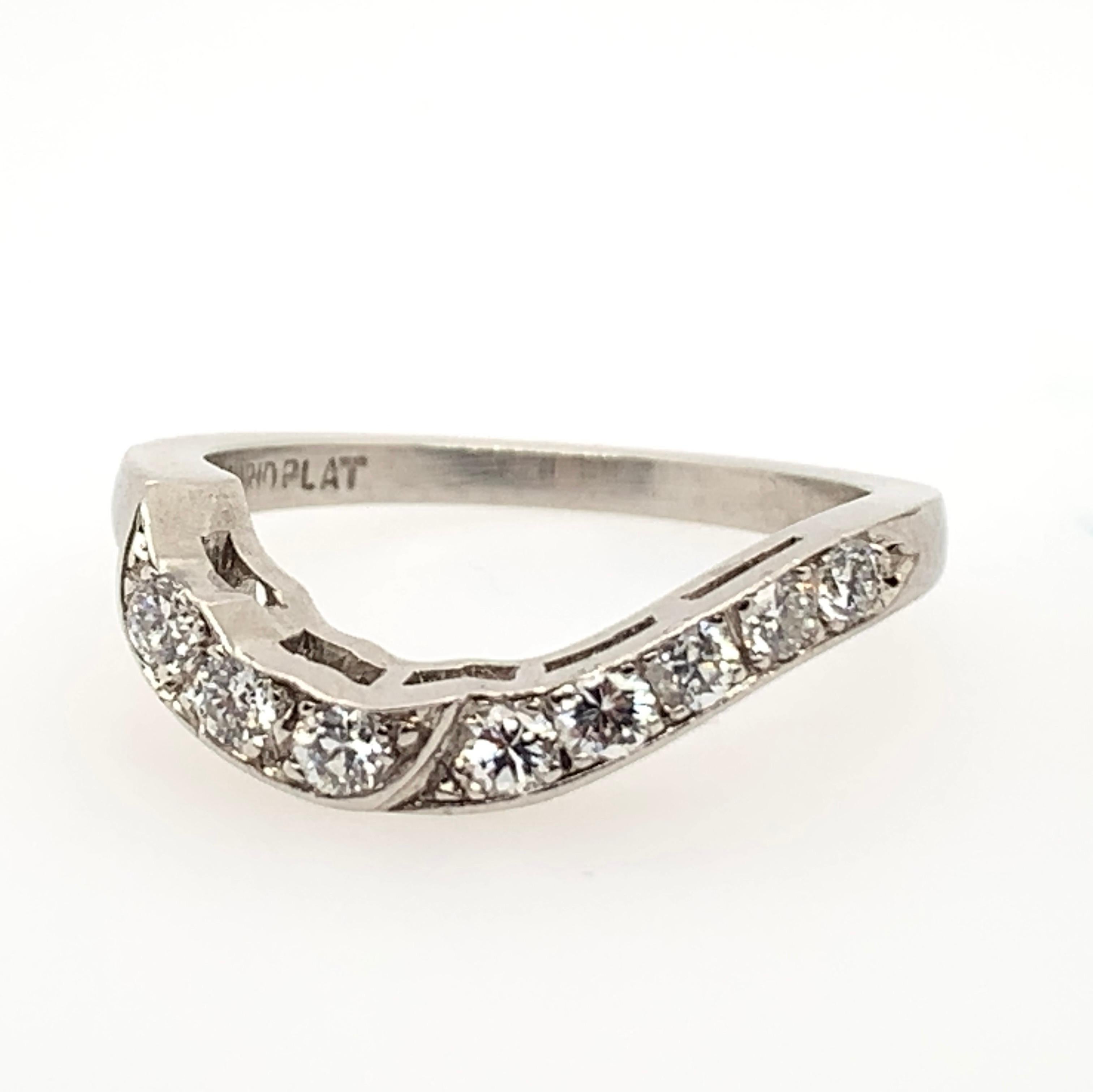 Retro Platin 1,85 Karat runder Brillant natürlicher Diamant Ring & Band Circa 1950 Damen im Angebot