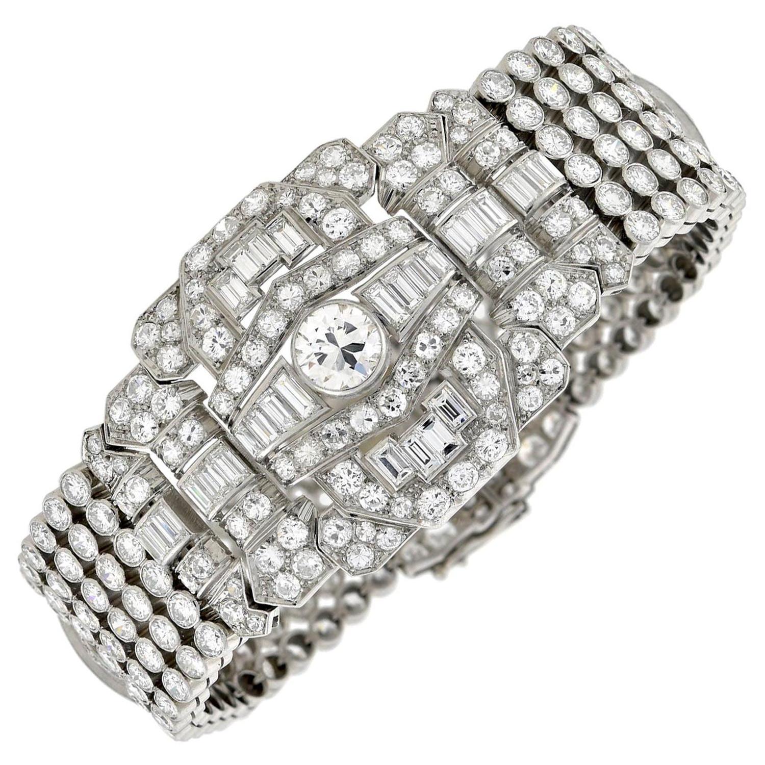 Retro Platin 32,00 Gesamtkarat Diamant-Gliederarmband
