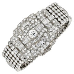 Bracciale retro in platino con diamanti da 32,00 carati totali A Link