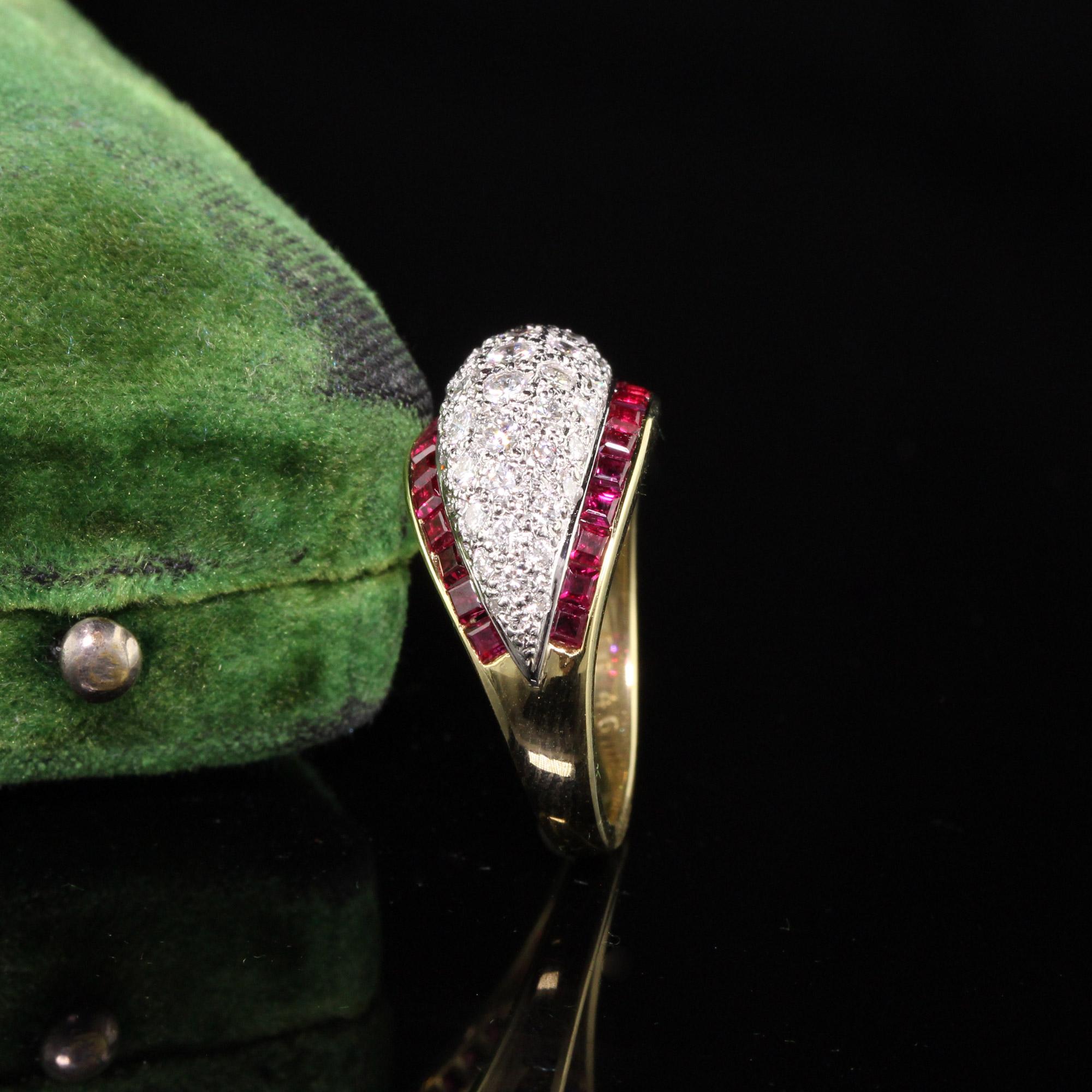 Gorgeous retro diamond and ruby ring. The band has 