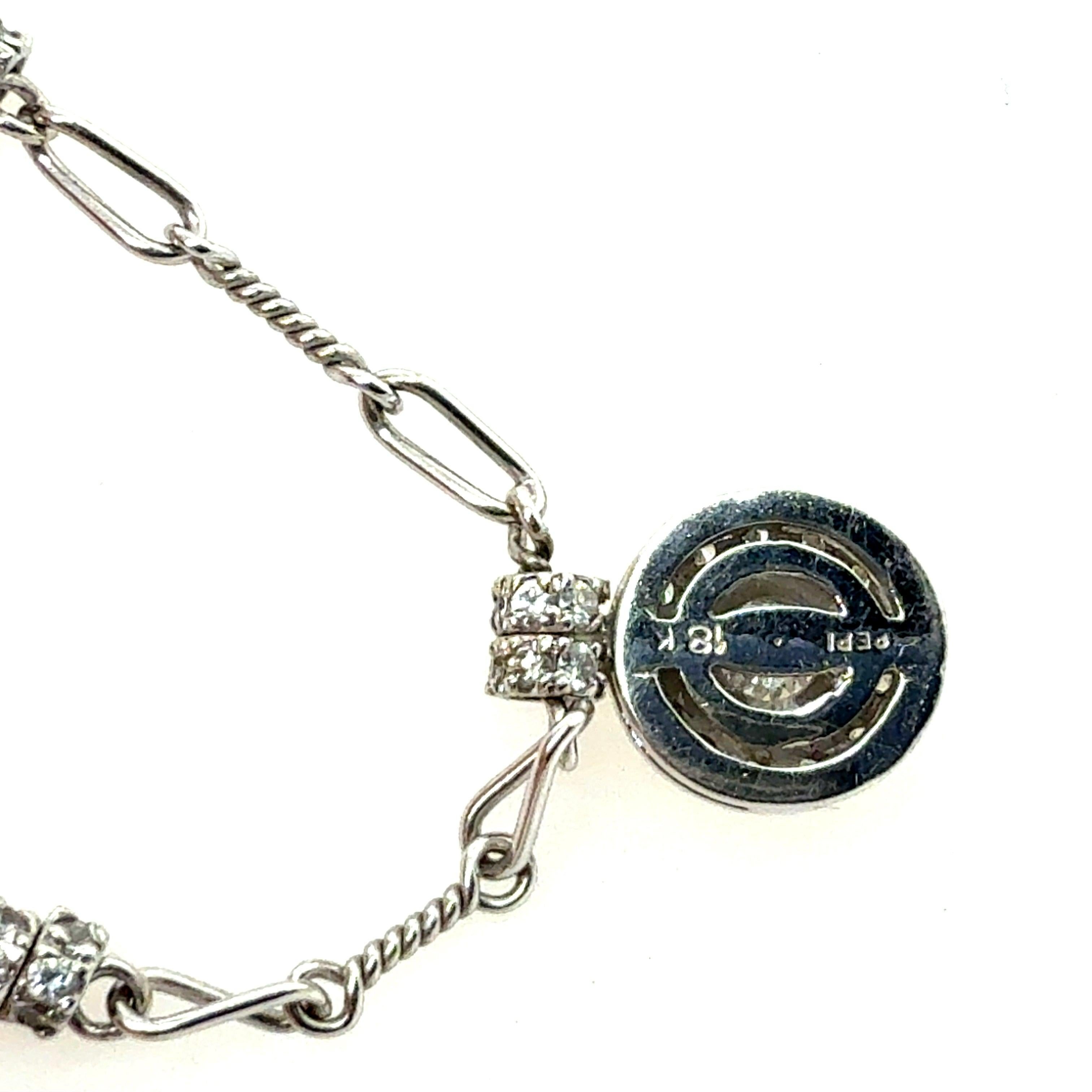 Collier pendentif rétro en platine et or orné d'un diamant naturel de 1 carat par Pepi Pour femmes en vente