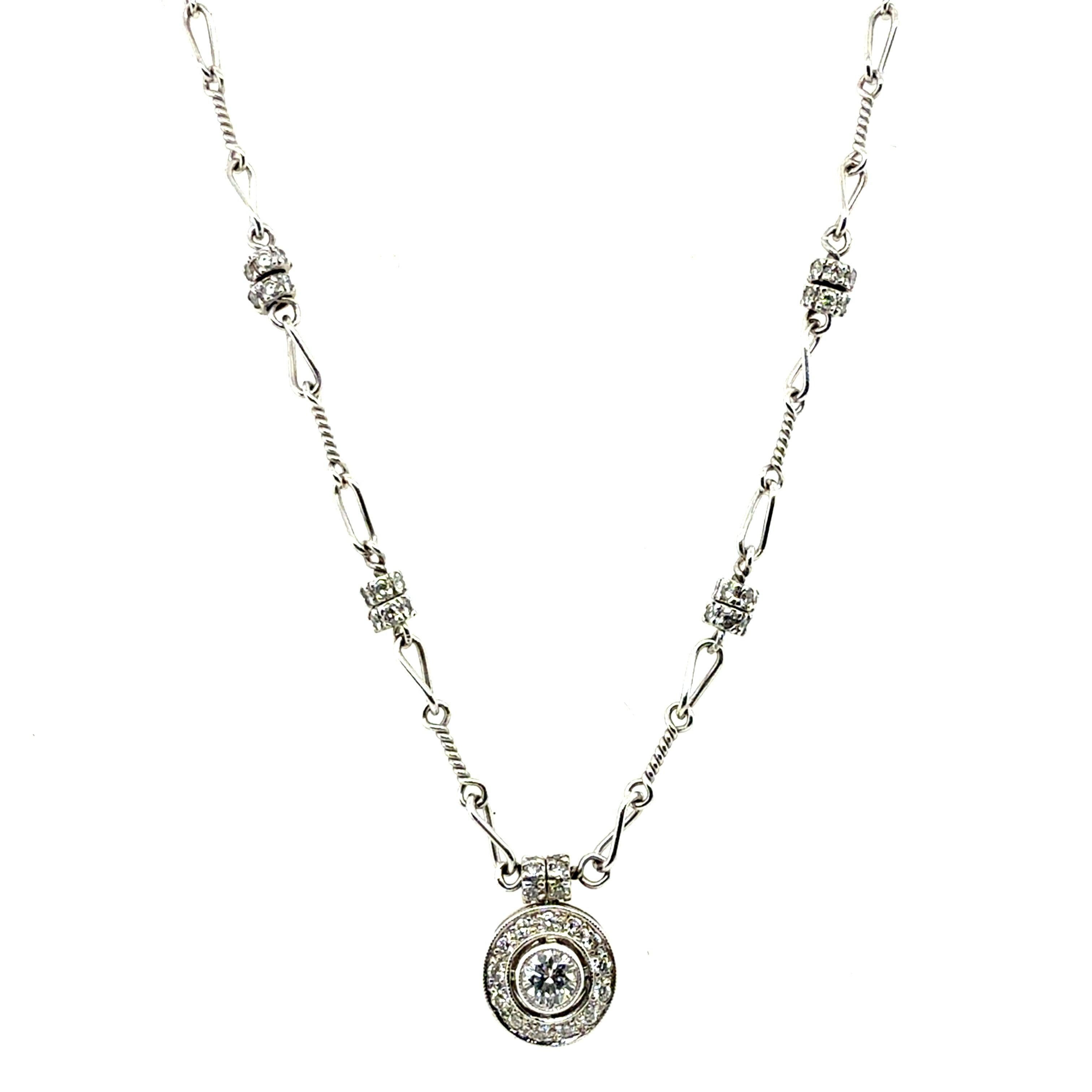 Collier pendentif rétro en platine et or orné d'un diamant naturel de 1 carat par Pepi en vente 1