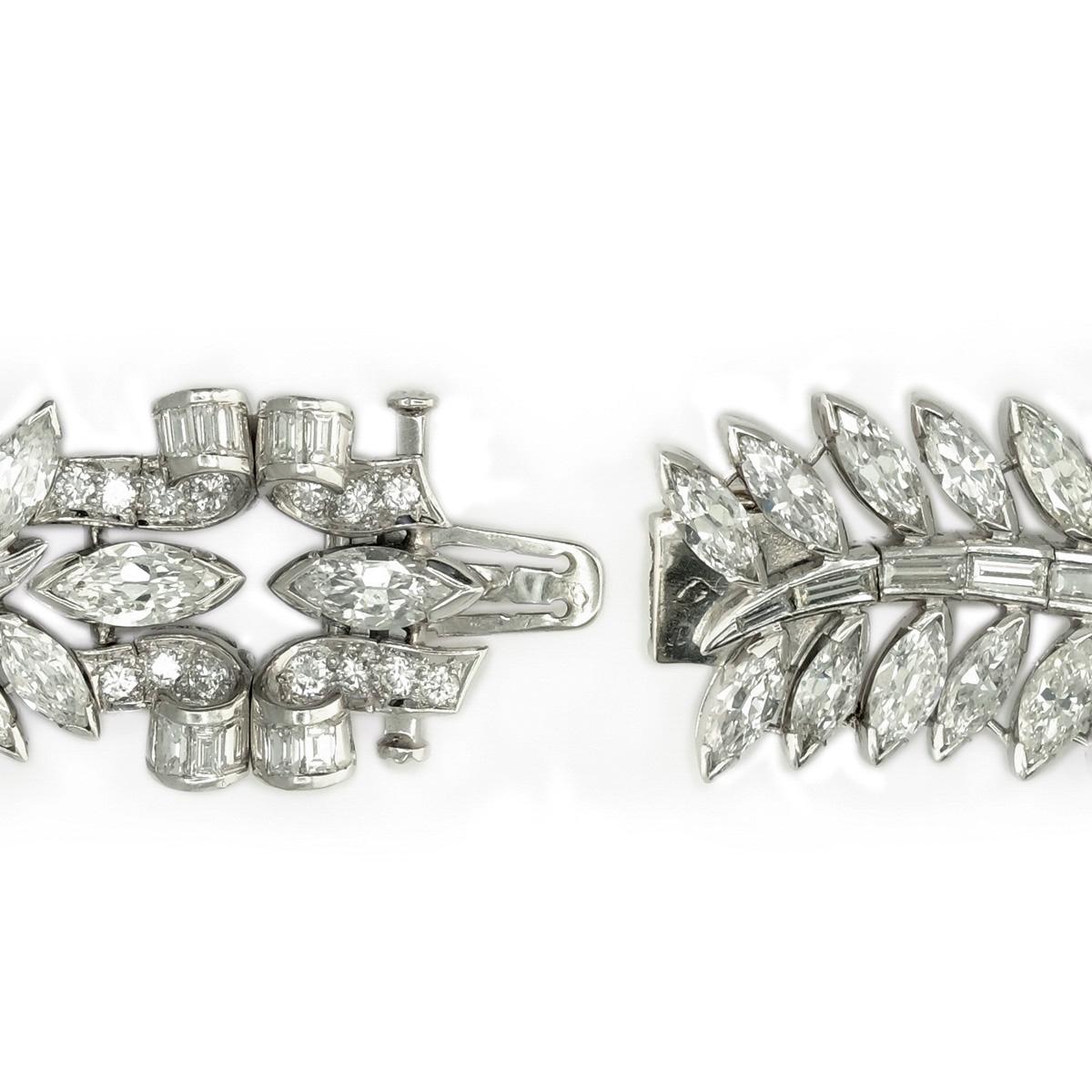 Women's or Men's Retro Platinum and Mixed-Cut 33 Carat Diamond Bracelet For Sale