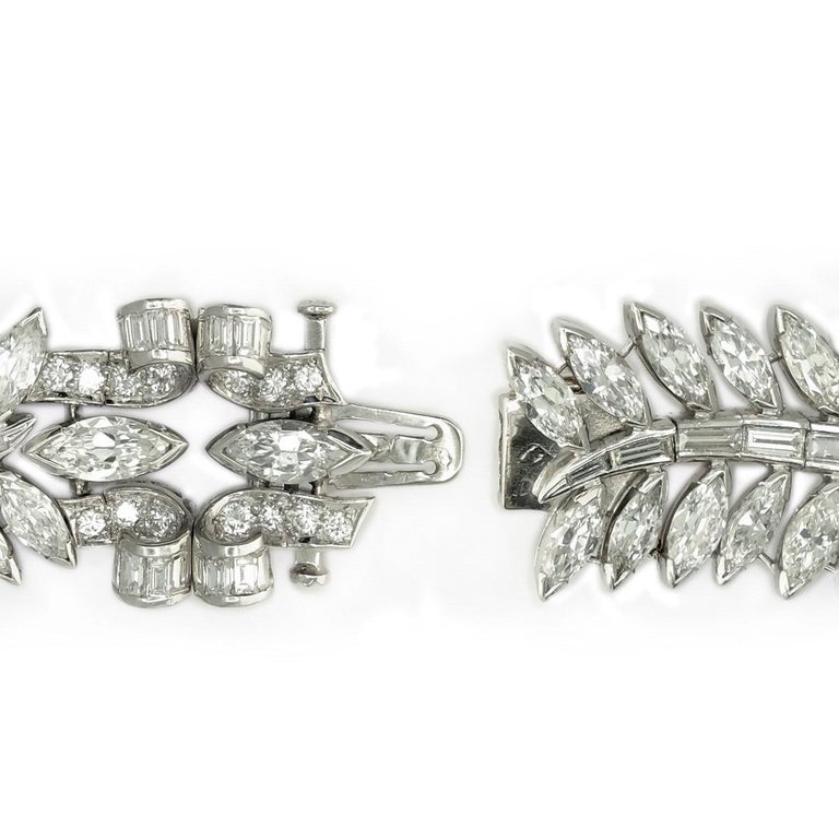 Retro Platinum and Mixed-Cut 33 Carat Diamond Bracelet For Sale at 1stDibs