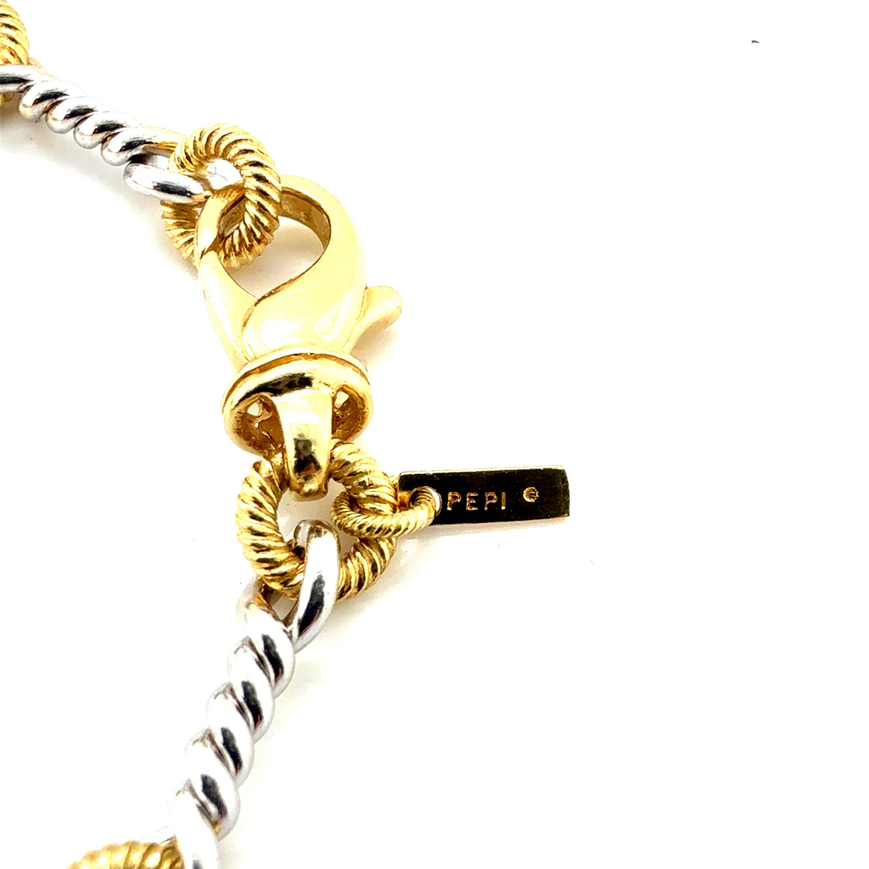 Pulsera retro de platino y oro amarillo con diamantes naturales de 0,70 quilates de Pepi en Bueno estado para la venta en Los Angeles, CA