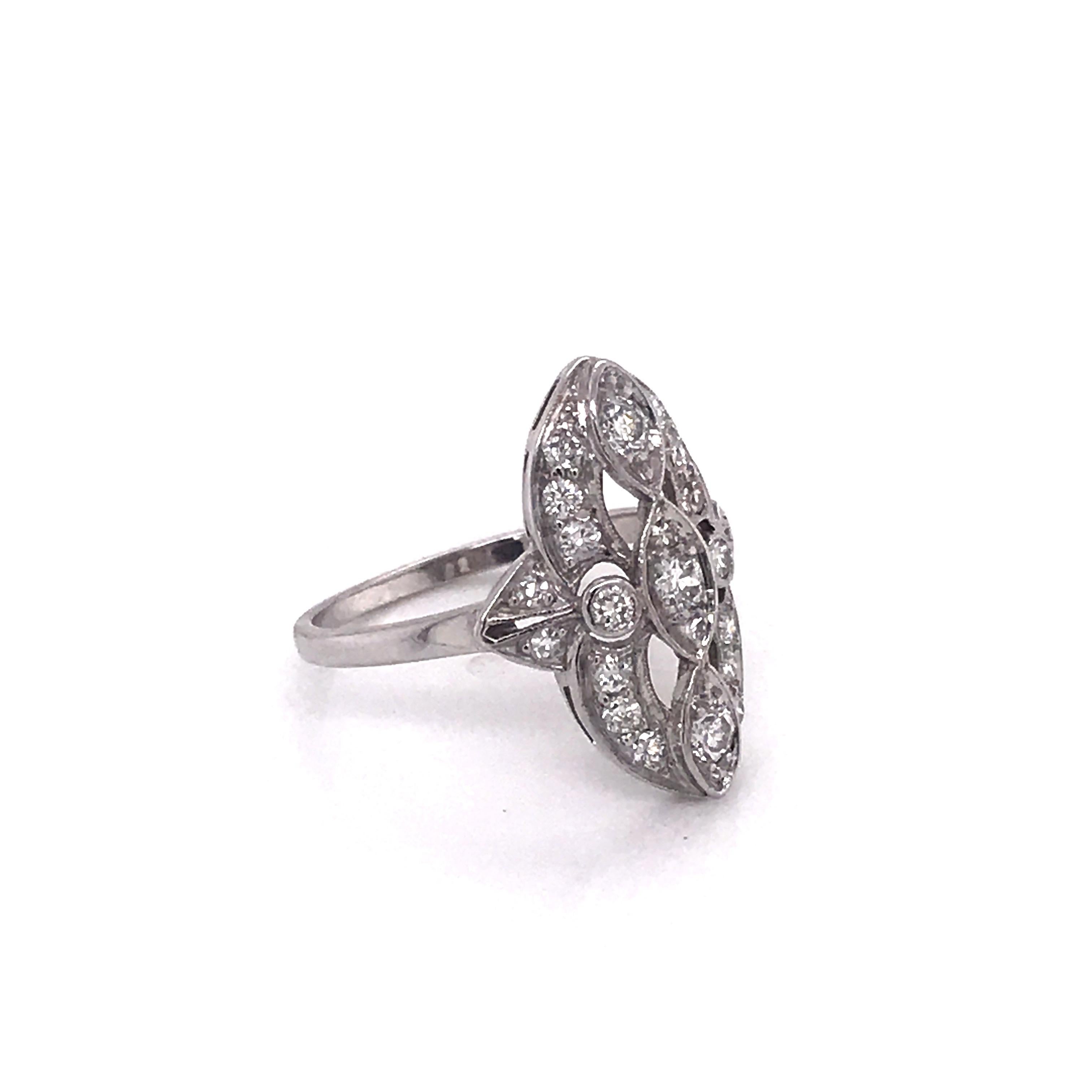 Retro Platinum Diamond Cocktail Ring 1/2 Carat 2