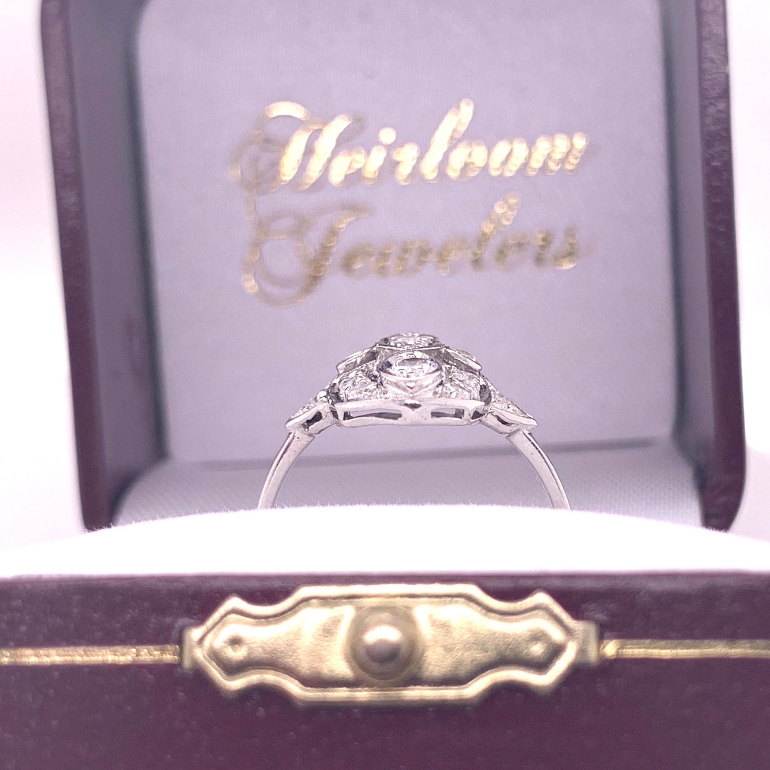 Retro Platinum Diamond Cocktail Ring 1/2 Carat 4