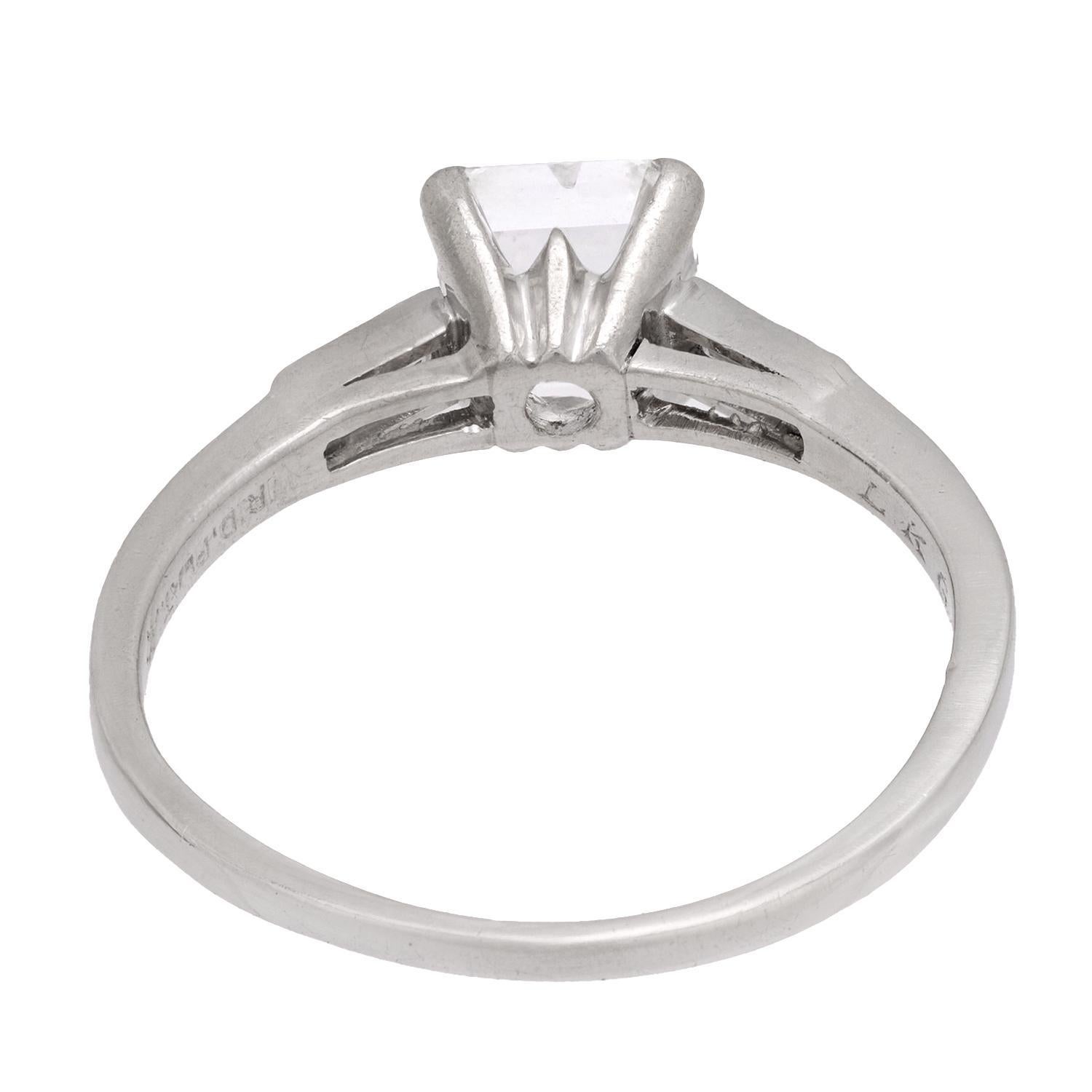 Bague de fiançailles rétro en platine avec diamants 1.06 carat Bon état - En vente à Narberth, PA