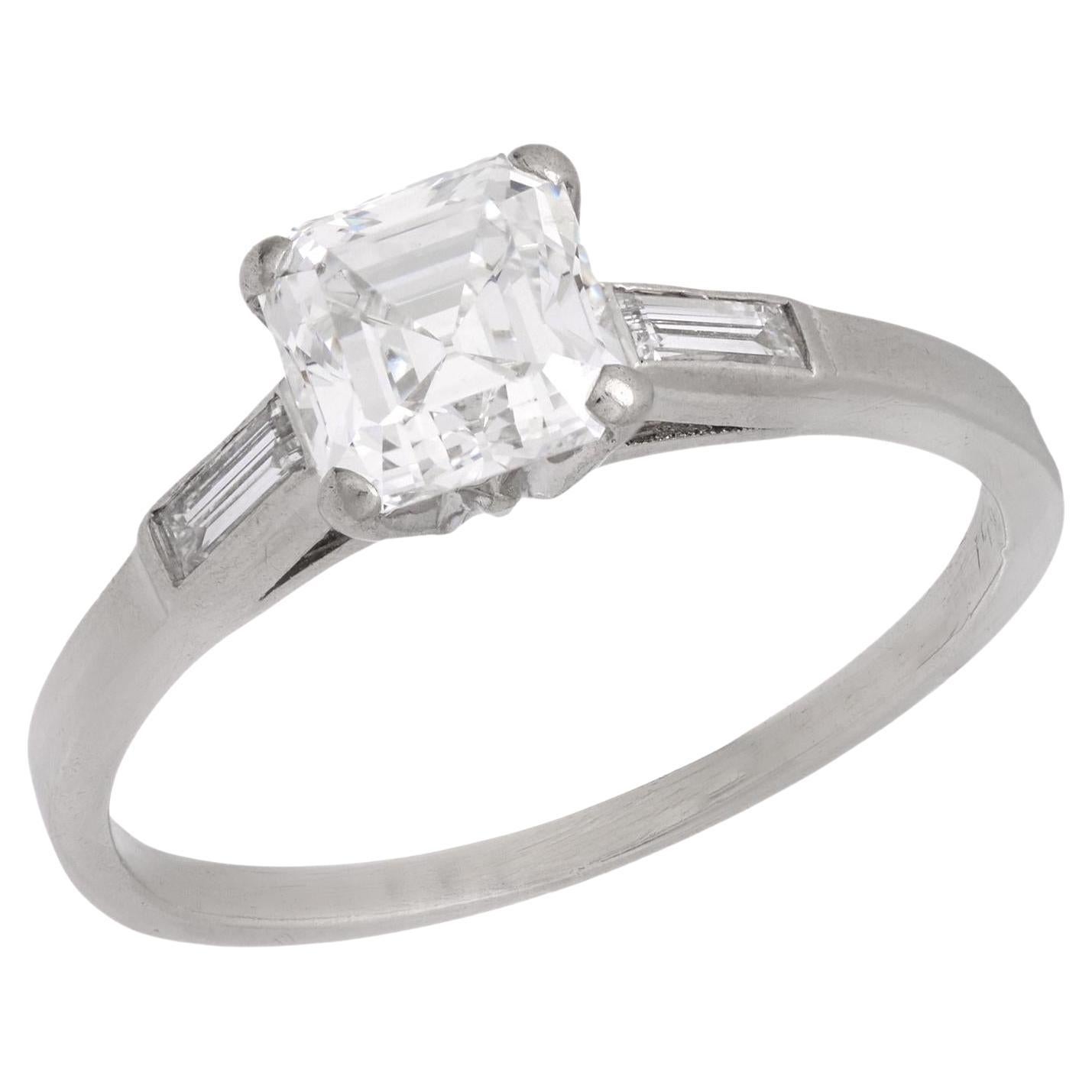 Retro Platinum Diamond Engagement Ring 1.06ct