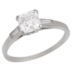Bague de fiançailles rétro en platine avec diamants 1.06 carat
