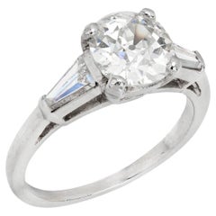 Bague de fiançailles rétro en platine avec diamants 1,66 carat