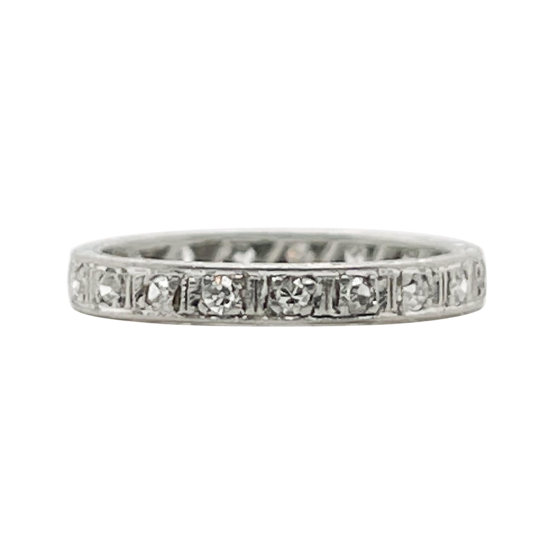 Retro Platinum & Diamond Eternity Wedding Band Ring