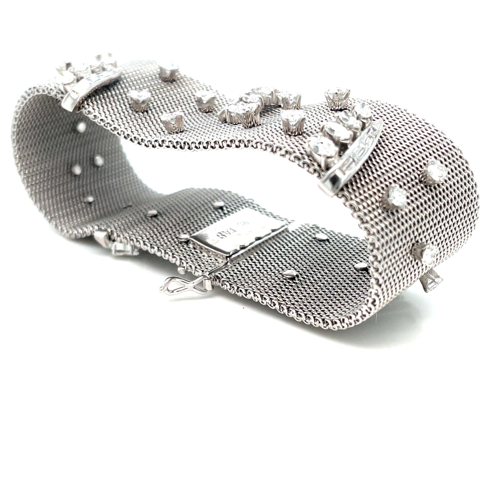 da uomo o donna Bracciale retrò in tessuto di platino con diamanti da 7,50 cttw in vendita