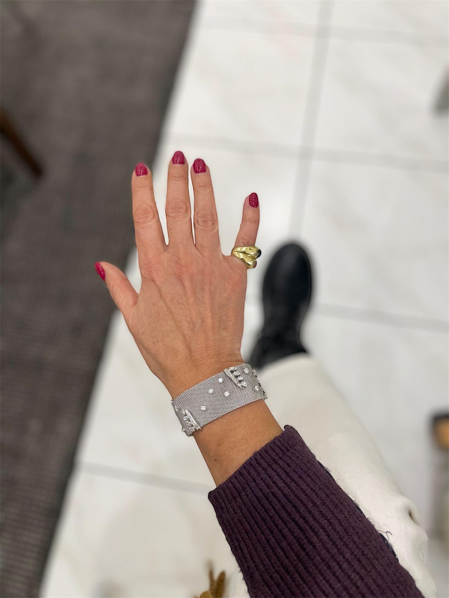 Bracciale retrò in tessuto di platino con diamanti da 7,50 cttw in vendita 2