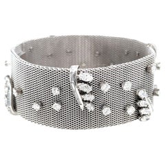 Bracciale retrò in tessuto di platino con diamanti da 7,50 cttw