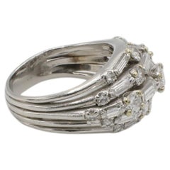 Retro Platinum Natural Diamond Multi-Row Dome Band Ring
