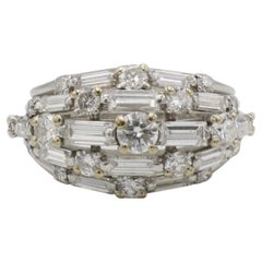 Retro Platinum Natural Diamond Multi-Row Dome Band Ring