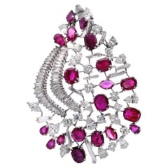Retro Platinum Pendant with18.0 CTW in Burma Rubies and Diamonds