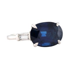 Retro Platinum Sapphire and Diamond Engagement Ring