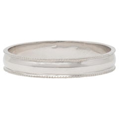 Retro Platinum Vintage Milgrain Wedding Band Ring
