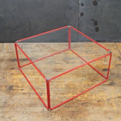 Retro Pool House Cube Table Low Red Tubular Vintage Midcentury Minimal Baughman