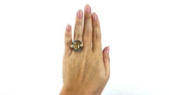 Retro Portuguese Citrine Diamond 18 Karat Gold Ring