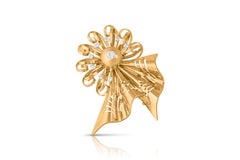 Retro Ribbon And Bow 18ct Gold Brooch With Diamonds