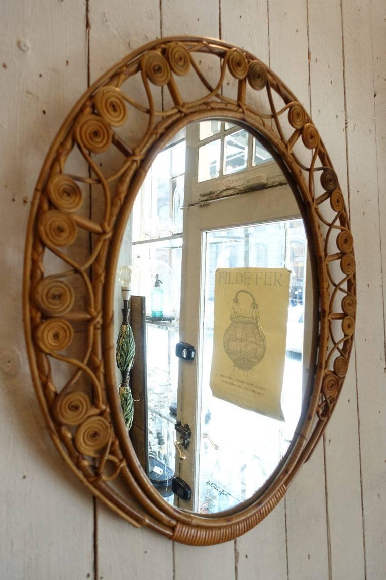 Retro Rattan Mirror at 1stdibs