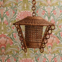 Retro Rattan Scalloped Pendant Light, Italian Riviera - 30 cm