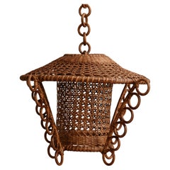 Retro Rattan Scalloped Pendant Light, Italian Riviera - 30 cm