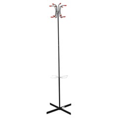 Retro Red and Black Coat Tree with Umbrella Stand