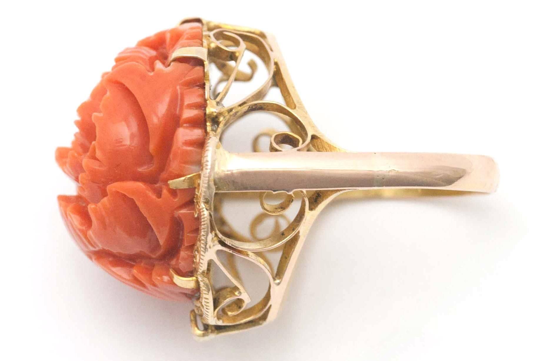 coral flower ring