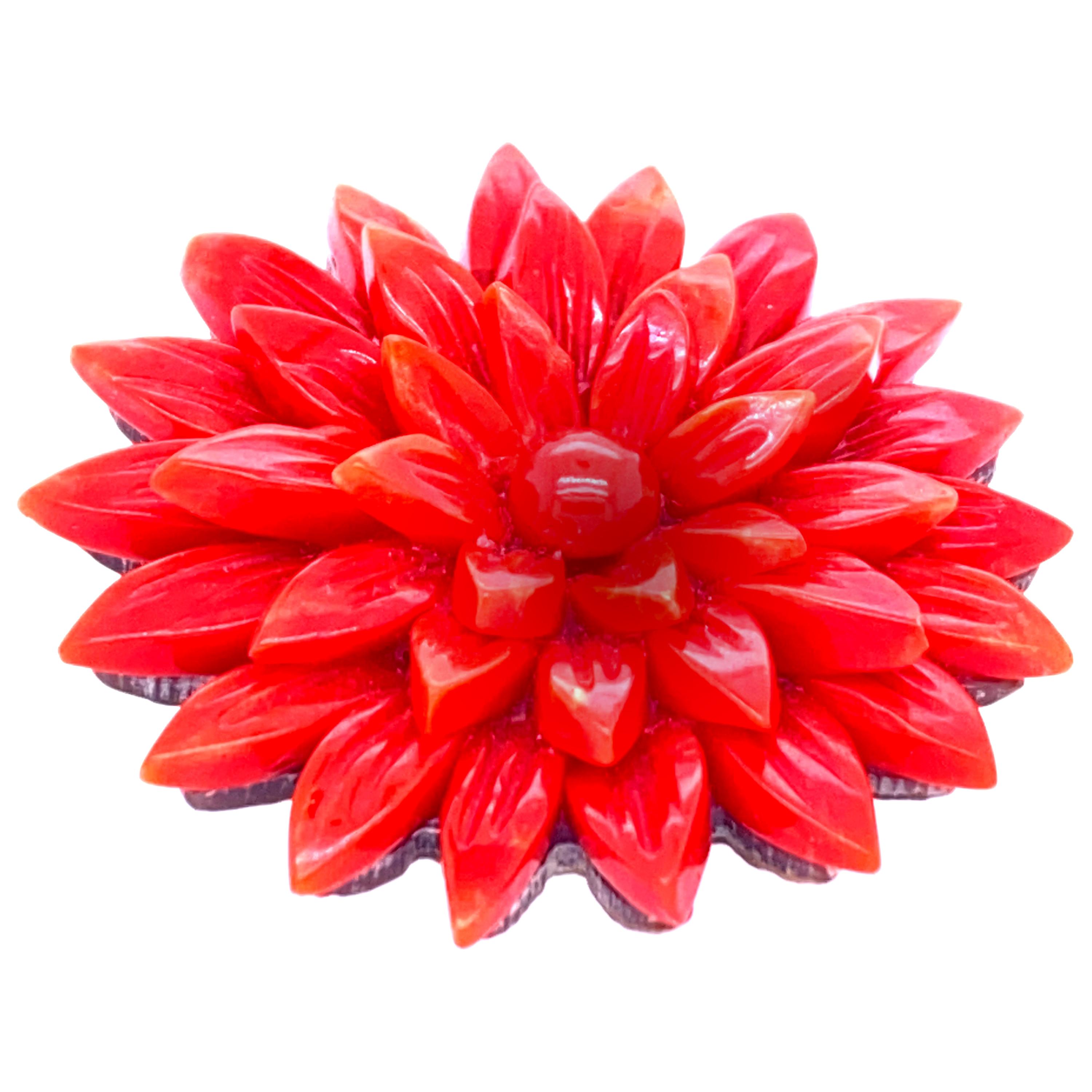 Retro Red Coral Flower Pin