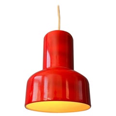 Vintage Red Metal Space Age Pendant Light, 1970s