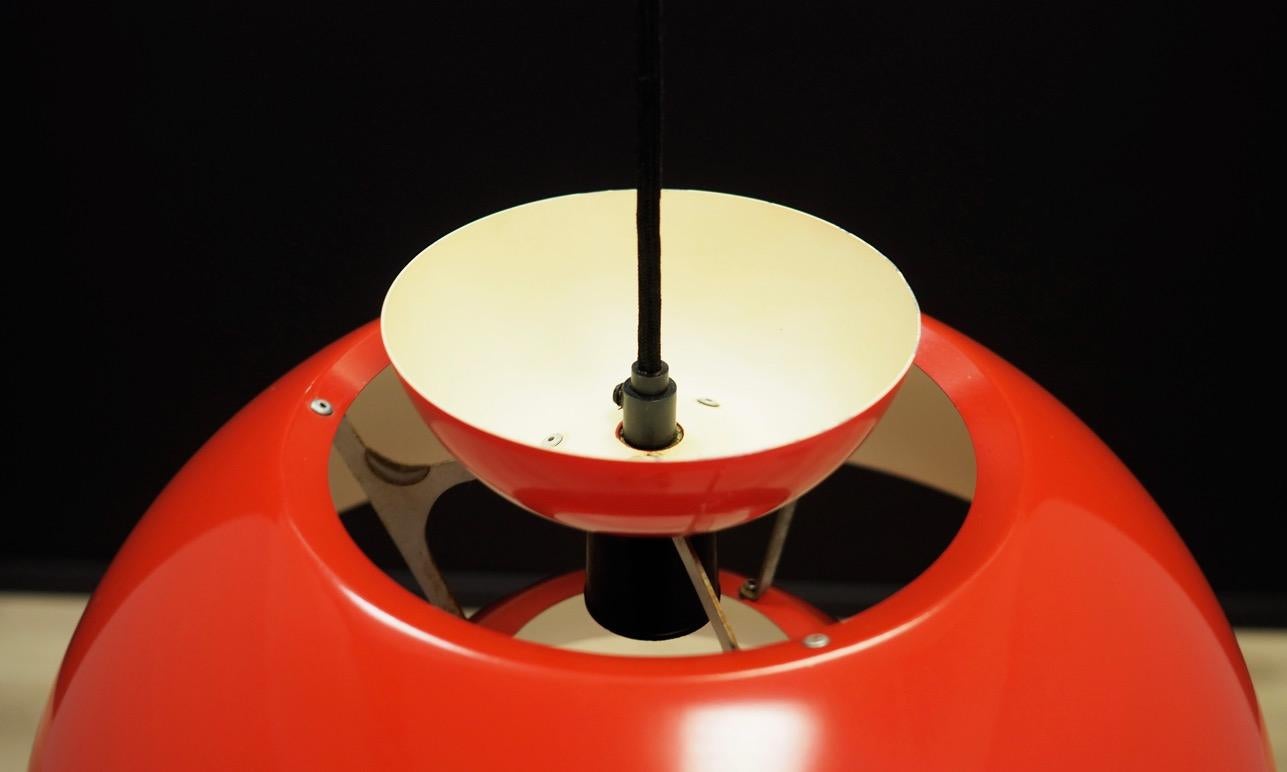 Scandinavian Retro Red Steel Lamp 1970s Vintage Danish Design For Sale