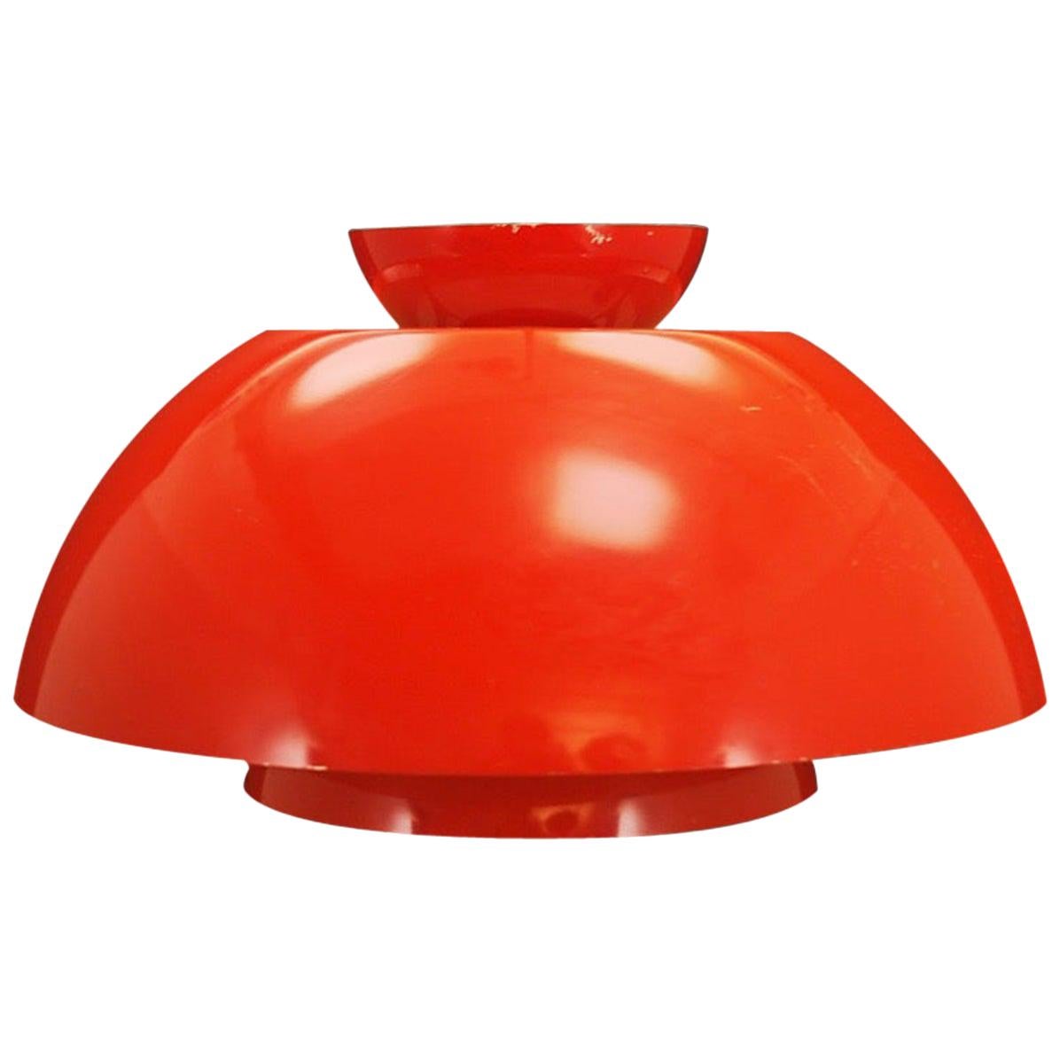 Retro Red Steel Lamp 1970s Vintage Danish Design For Sale