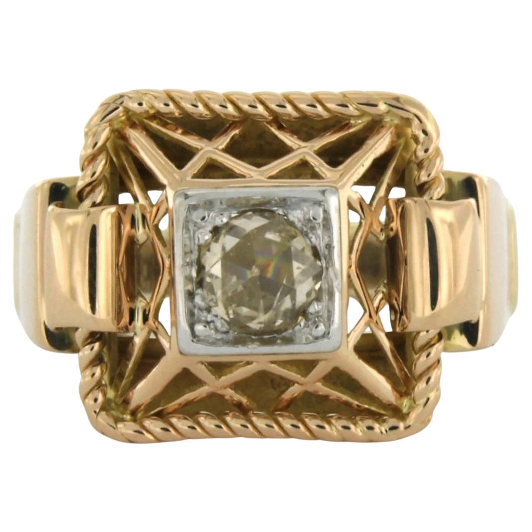 RETRO - ring set with diamond 18k bicolour gold
