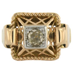 Vintage - ring set with diamond 18k bicolour gold