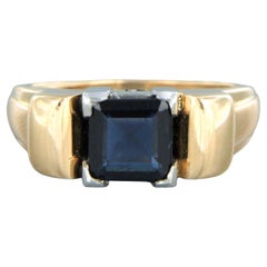Retro Ring set with Sapphire in total 1.50ct 18k bicolour gold