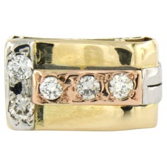 RETRO ring with brilliant cut diamonds up to 0.50ct 14k three-tone gold