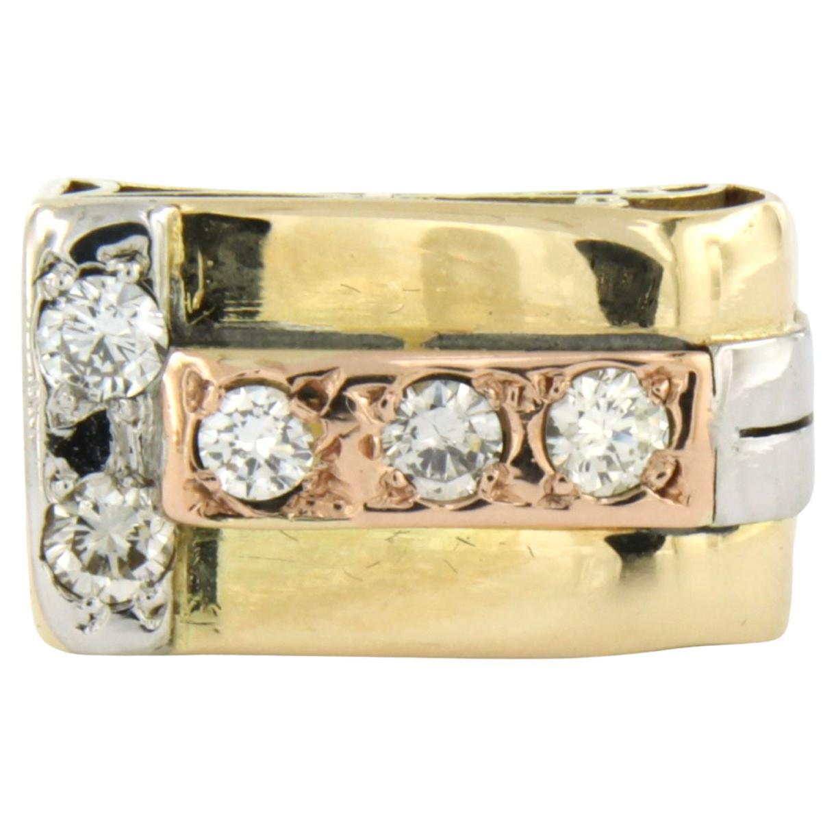 Anillo RETRO con diamantes talla brillante de hasta 0,50 ct Oro de tres tonos de 14k
