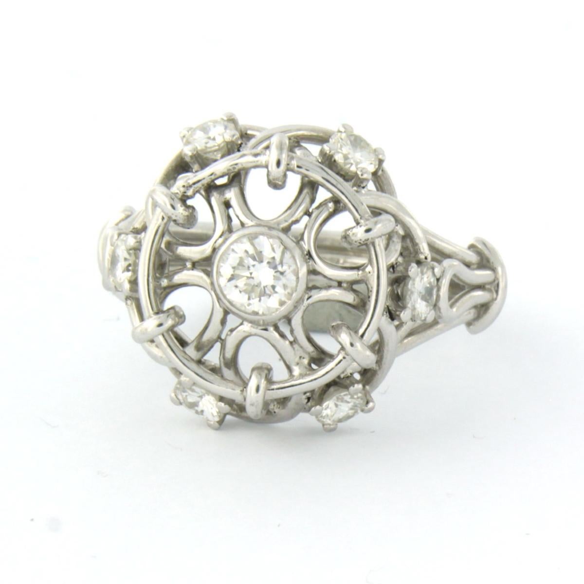 Bague RETRO avec diamants taille brillant jusqu'à 0,85ct Or 18k 7,2 grammes Pour femmes en vente