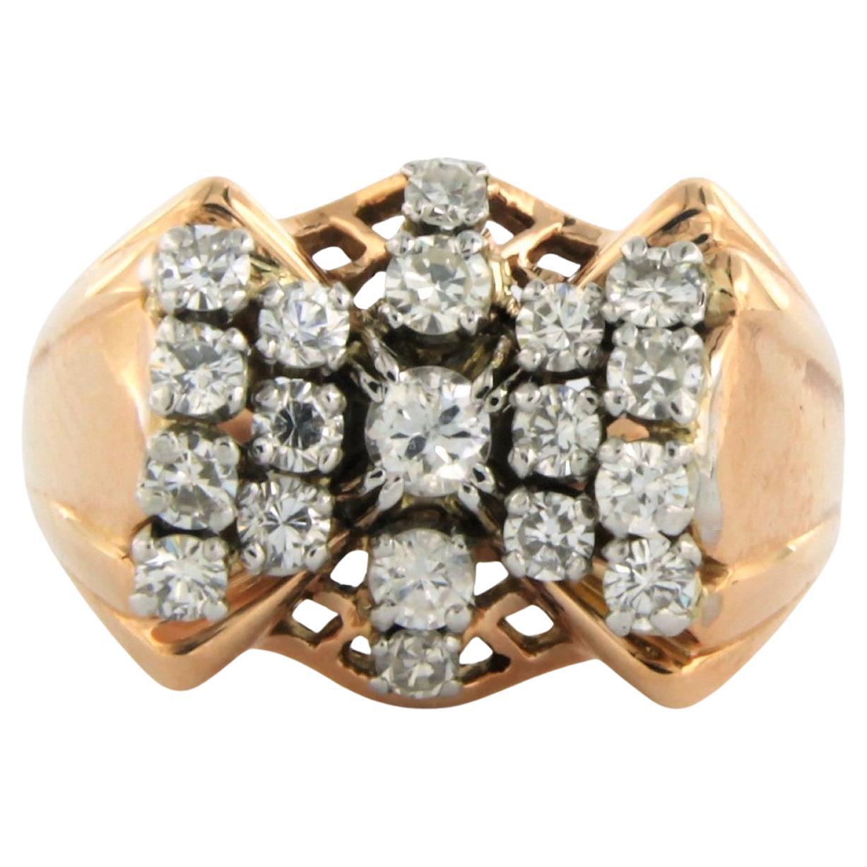 RETRO Ring with brilliant cut diamonds up to 0.86ct 18k bicolour gold