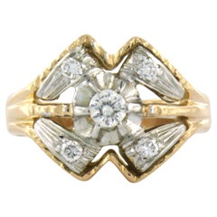 RETRO ring with brillint cut diamonds up to 0.25ct 18k gold 6.2 grams