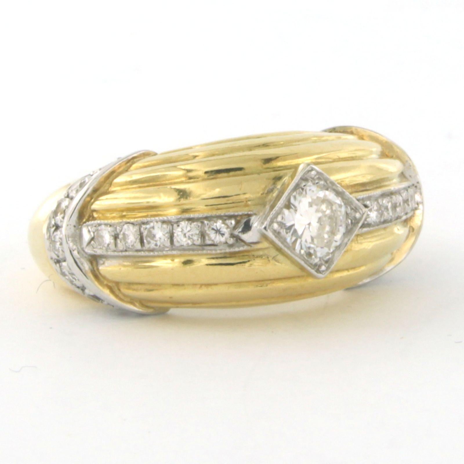 Rétro RETRO -Ring avec diamants or bicolore 18k en vente