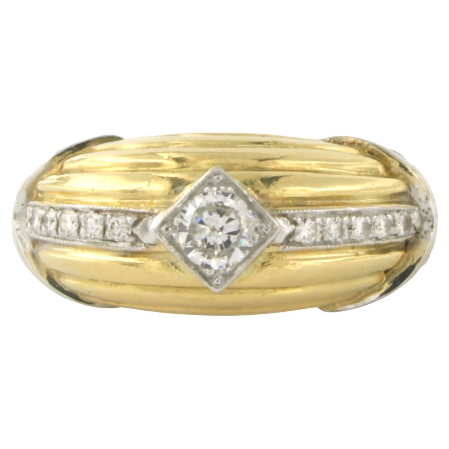 RETRO -Ring with diamonds 18k bi-colour gold For Sale