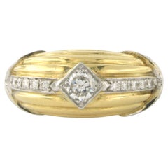 RETRO -Ring with diamonds 18k bi-colour gold