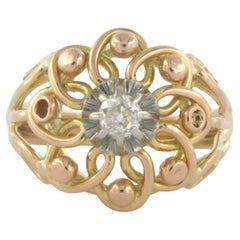 RETRO - Ring with Diamonds 18k bicolor gold