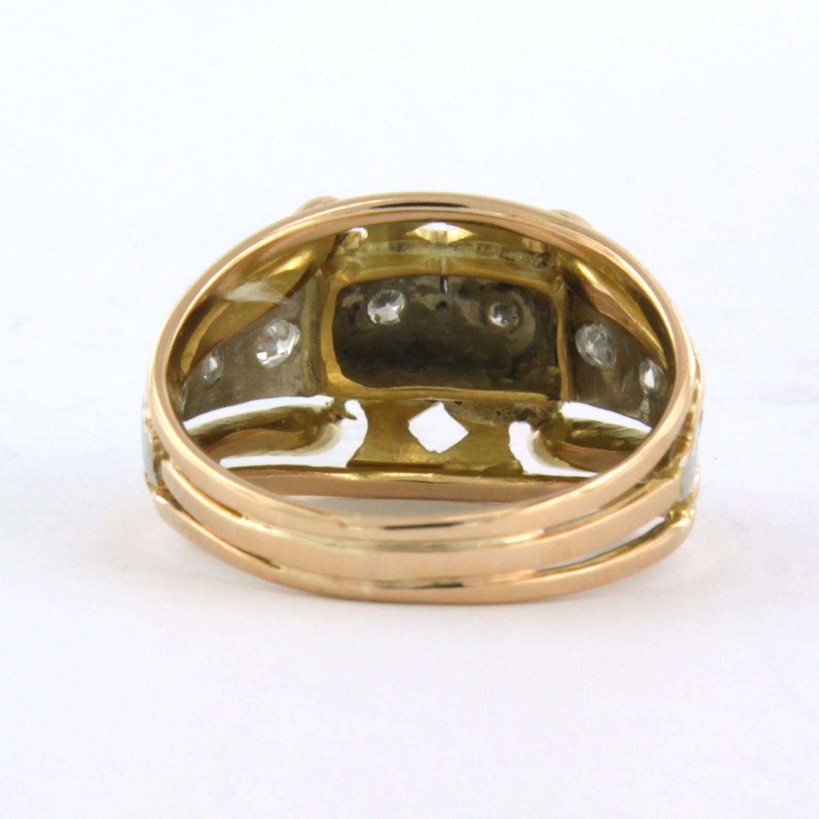 Retro RETRO Ring with diamonds 18k bicolour gold For Sale