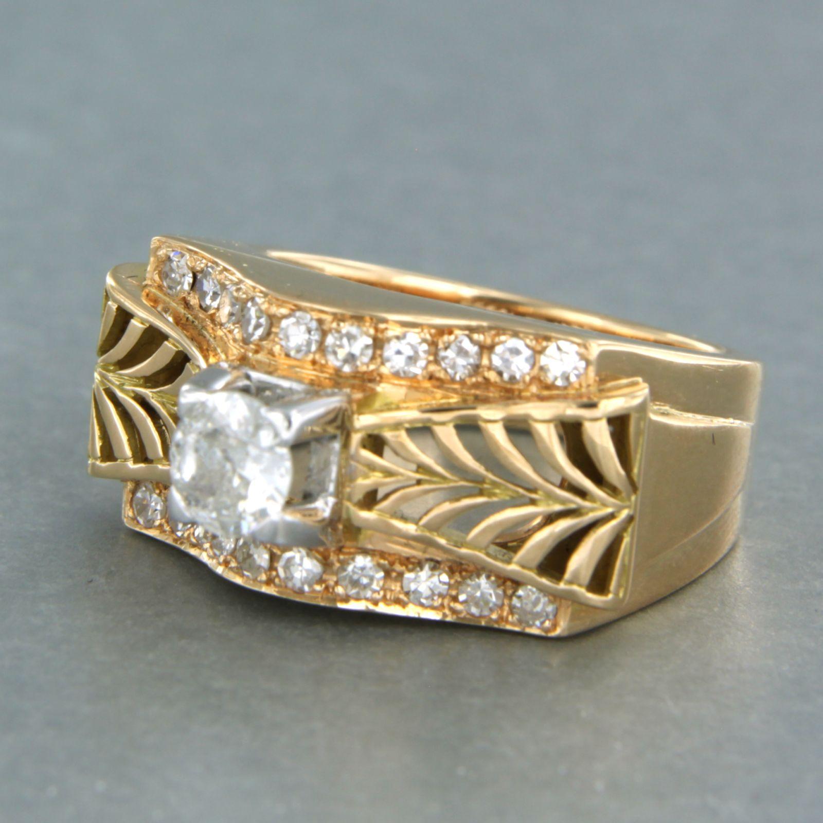 RETRO - Ring mit Diamanten aus 18k zweifarbigem Gold mit Diamanten (Retro) im Angebot